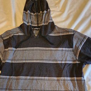 Men long-sleeve black striped shirt with hoodie